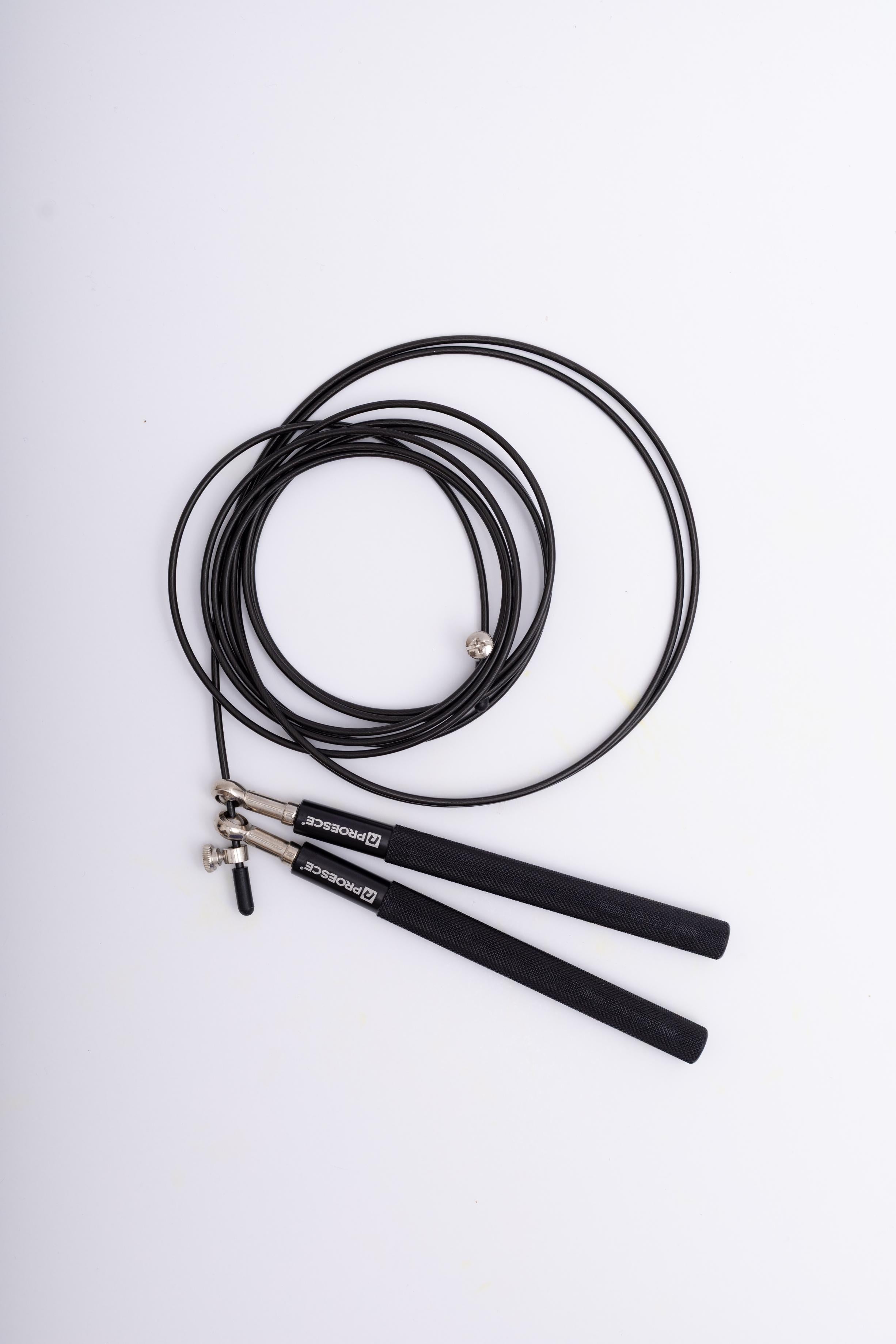 CUERDA PARA SALTAR TIPO CROSFIT COLOR NEGRO EN ALUMINIO CON RECUBRIMIENTO DE PVC - 0.25*300cm