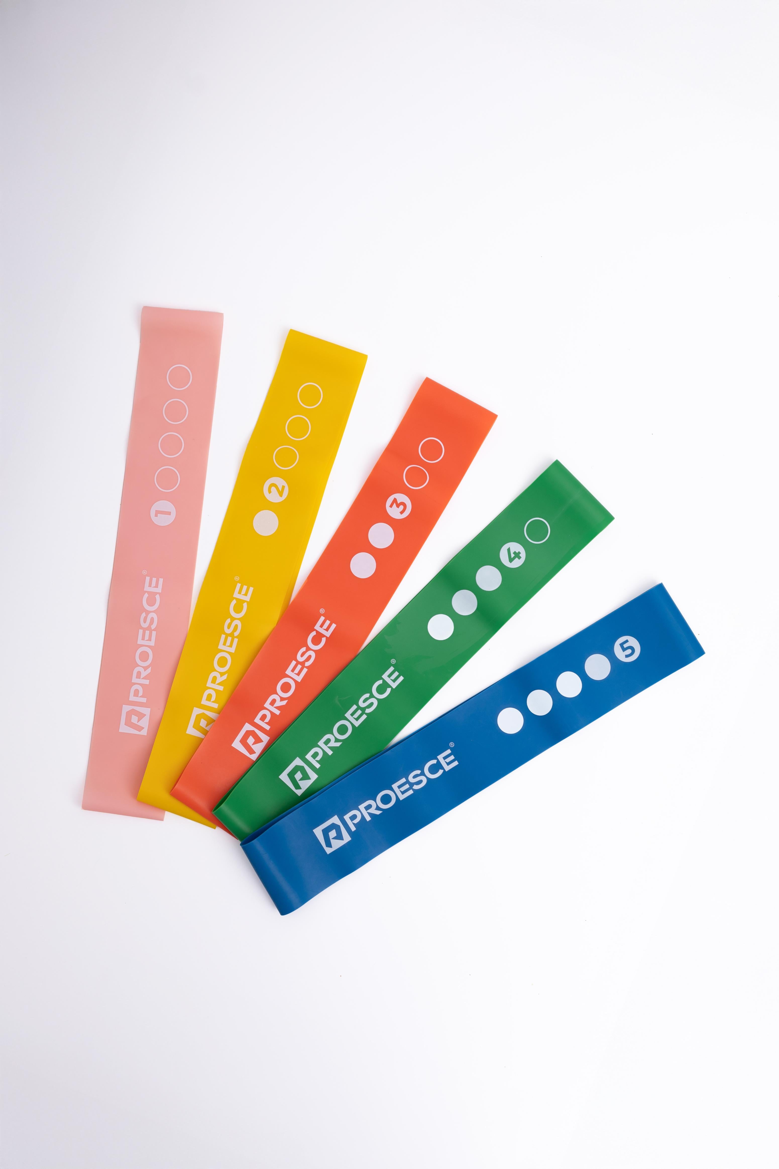 SET DE LIGAS DE RESISTENCIA DE LATEX - INCLUYE 5 LIGAS DE RESISTENCIAS 1, 2, 3, 4, Y 5