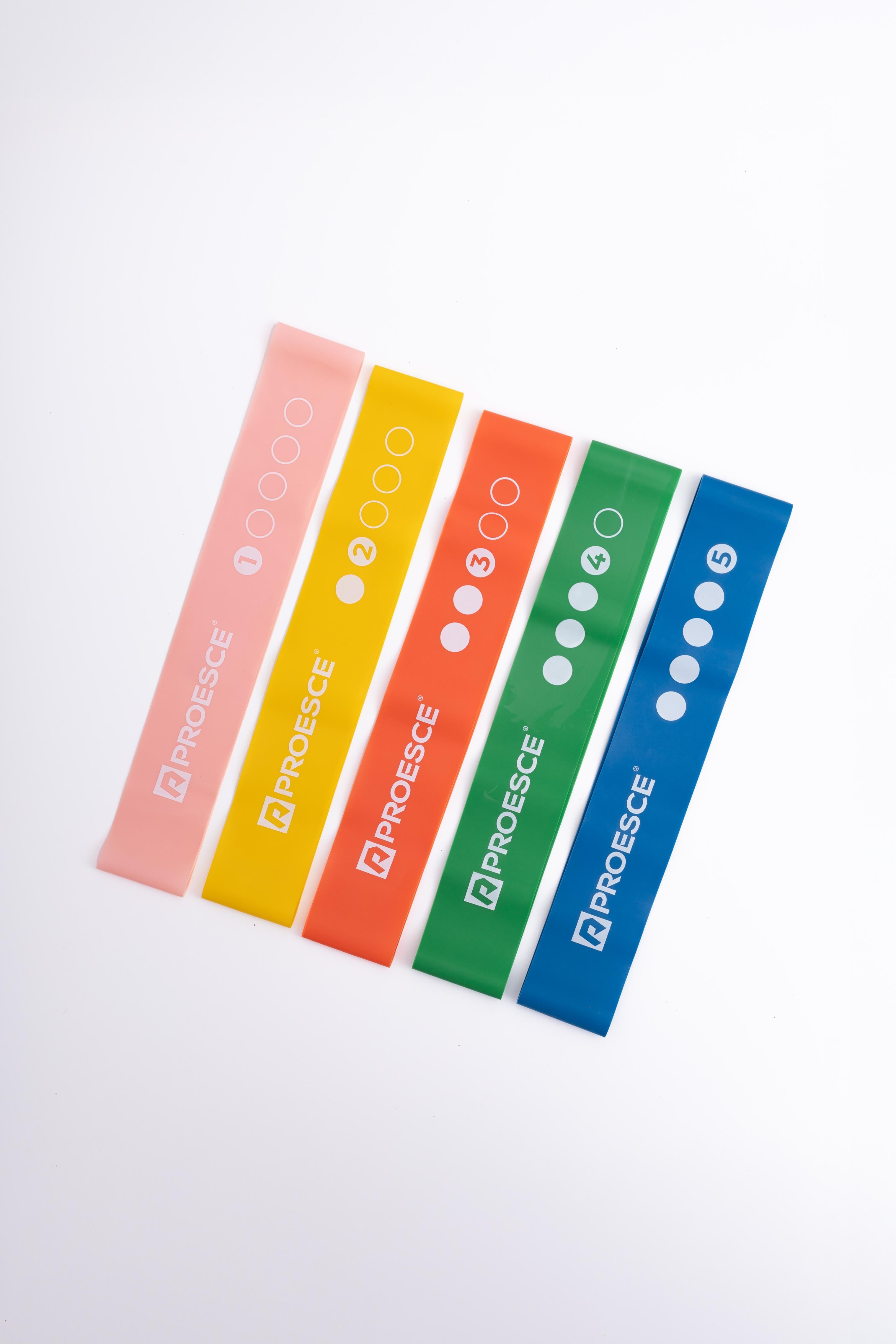 SET DE LIGAS DE RESISTENCIA DE LATEX - INCLUYE 5 LIGAS DE RESISTENCIAS 1, 2, 3, 4, Y 5