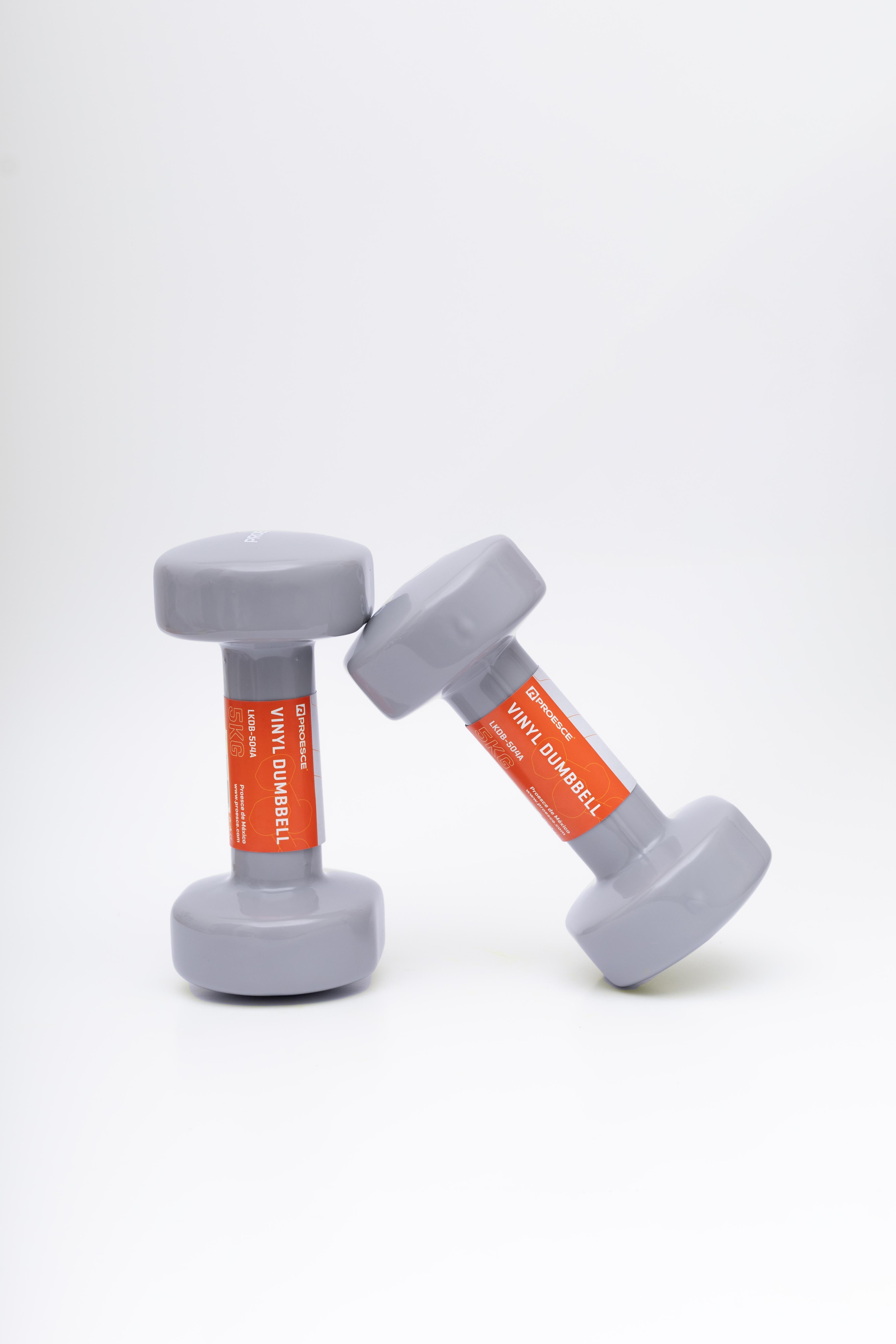 MANCUERNA DE NEOPRENO GRIS DE  5KG (DOS PIEZAS)