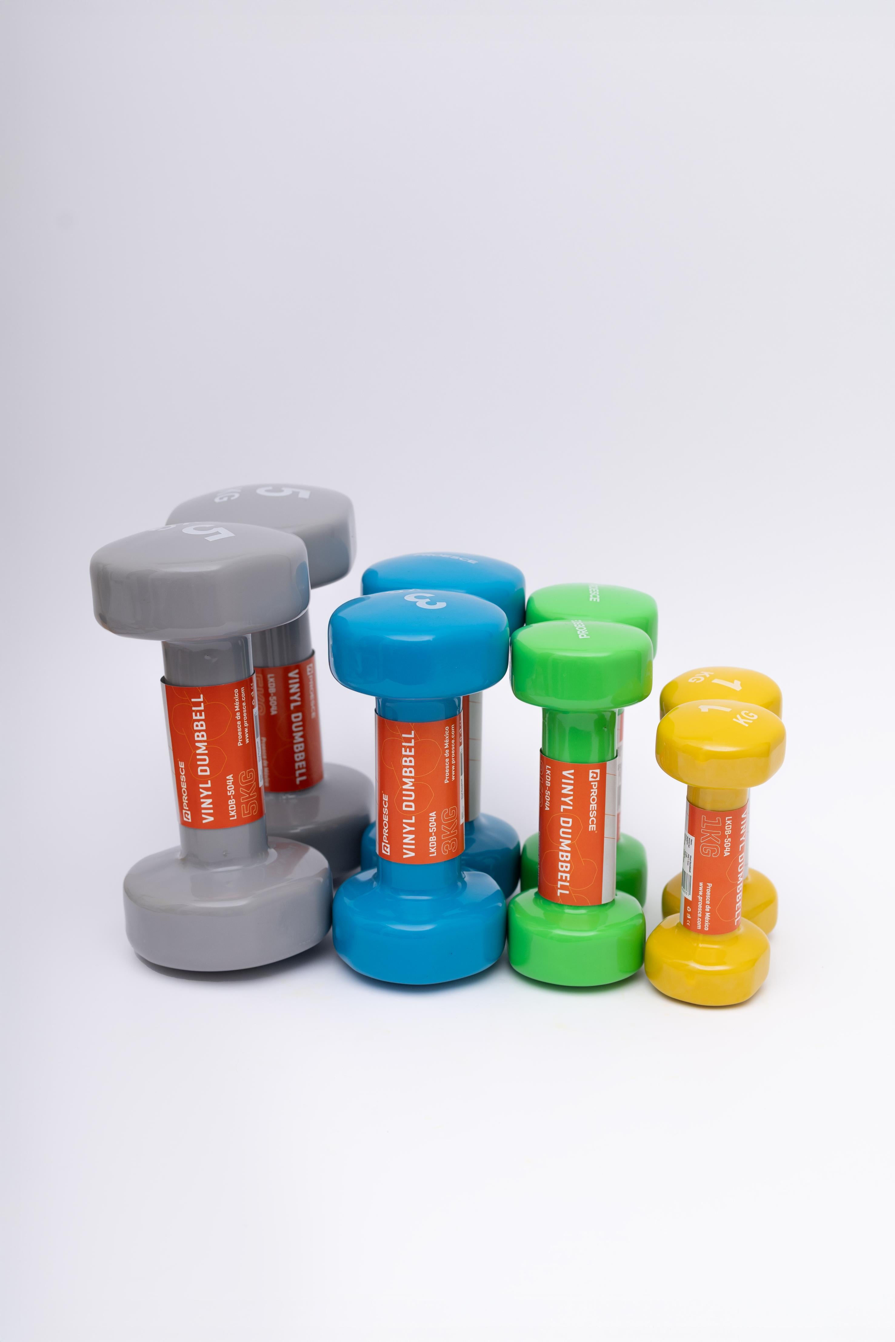 SET DE MANCUERNAS DE NEOPRENO - INCLUYE UN PAR DE 1KG, 2KG, 3 KG, 4 KG, Y 5 KG