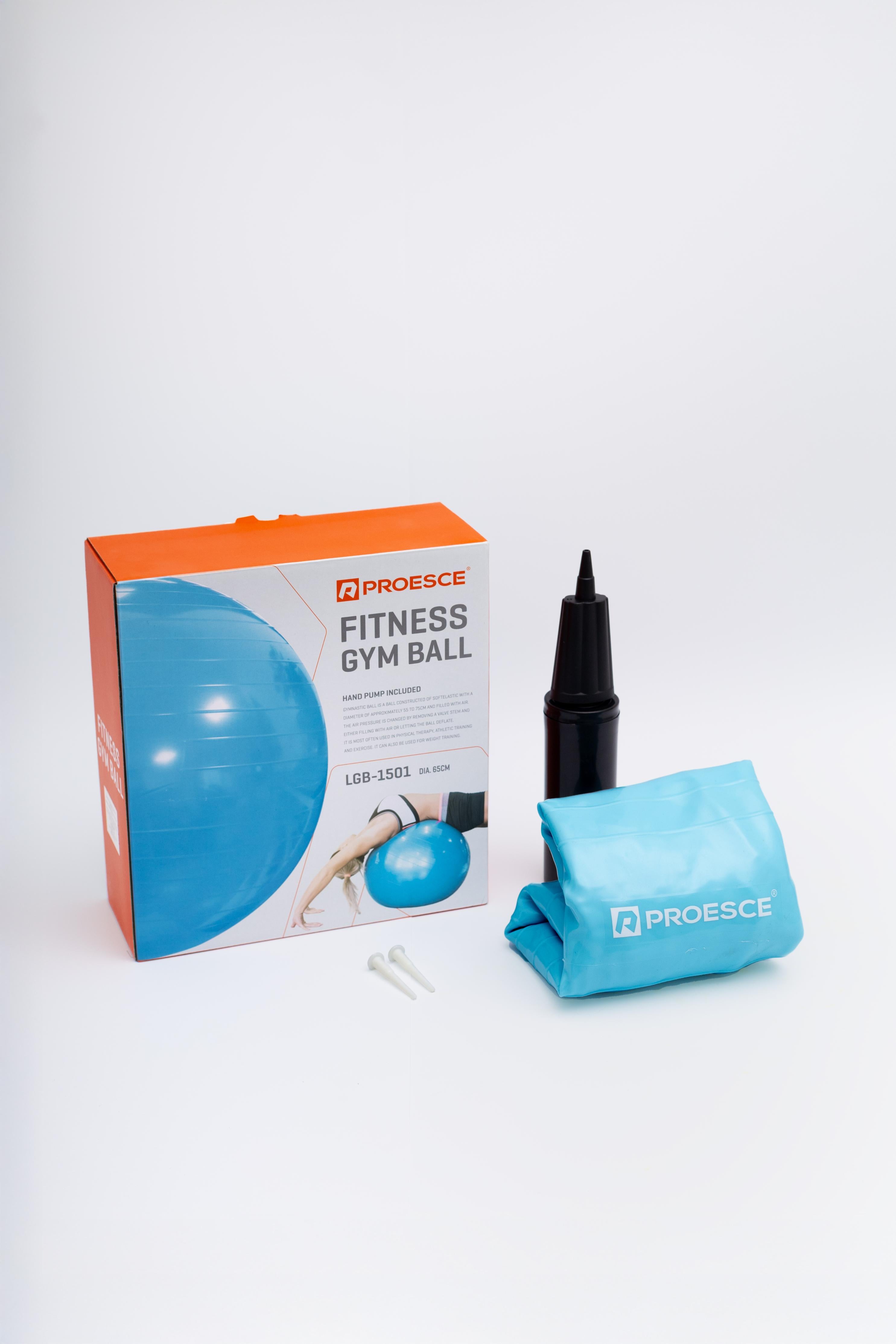 PELOTA DE YOGA INFLABLE EN PVC COLOR AZUL DE 65 CM DIAMETRO