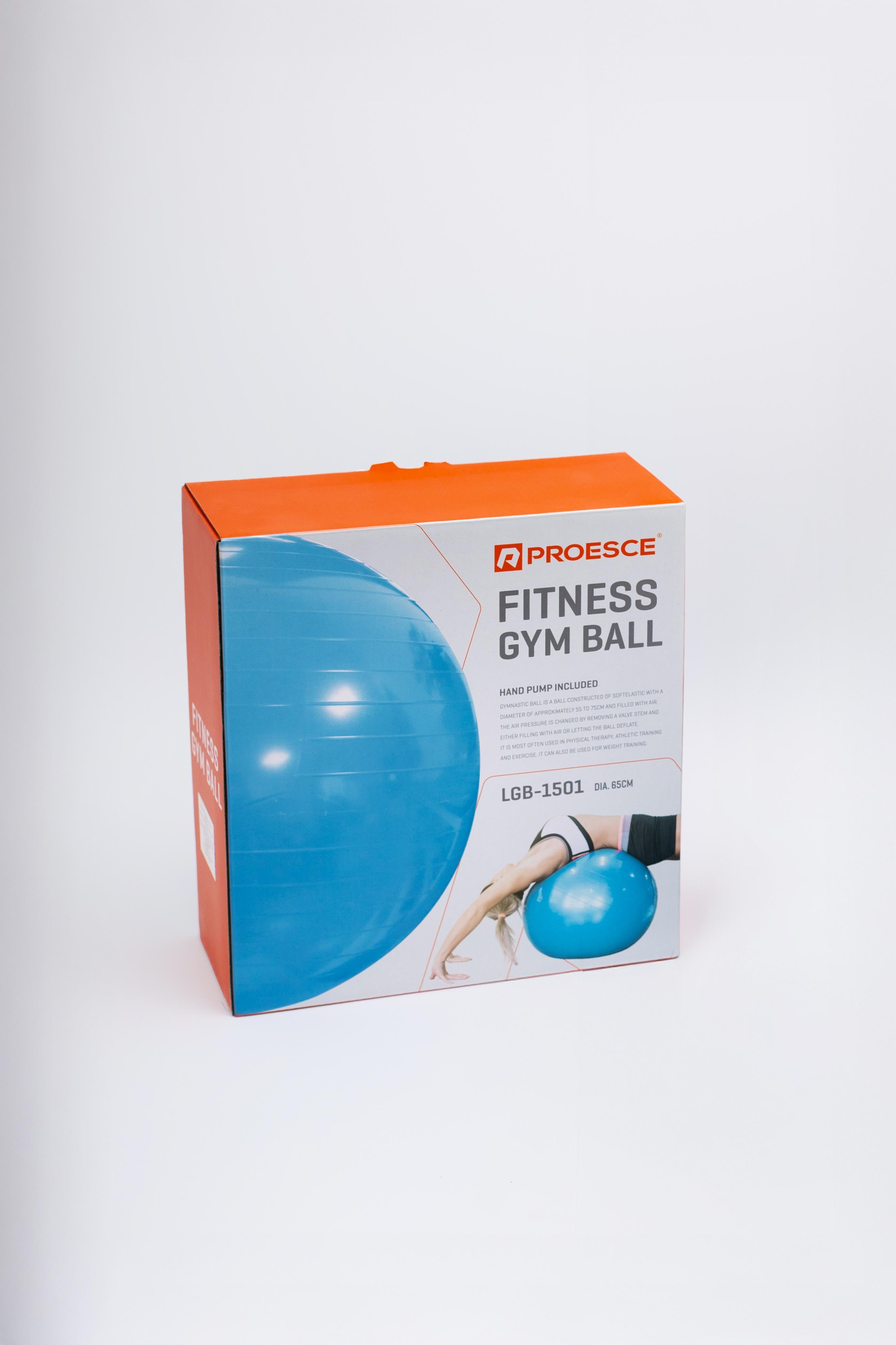 PELOTA DE YOGA INFLABLE EN PVC COLOR AZUL DE 65 CM DIAMETRO