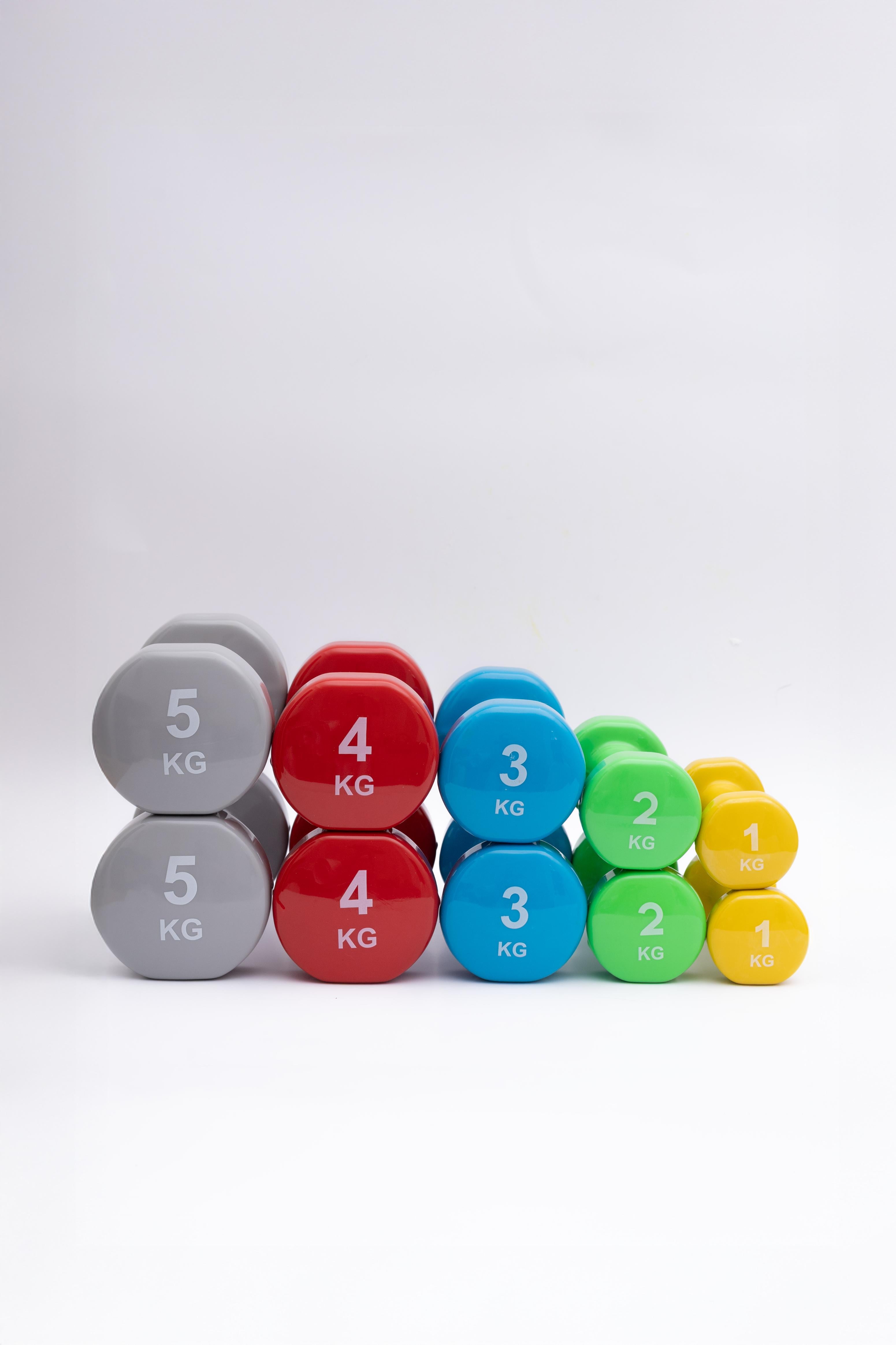 SET DE MANCUERNAS DE NEOPRENO - INCLUYE UN PAR DE 1KG, 2KG, 3 KG, 4 KG, Y 5 KG