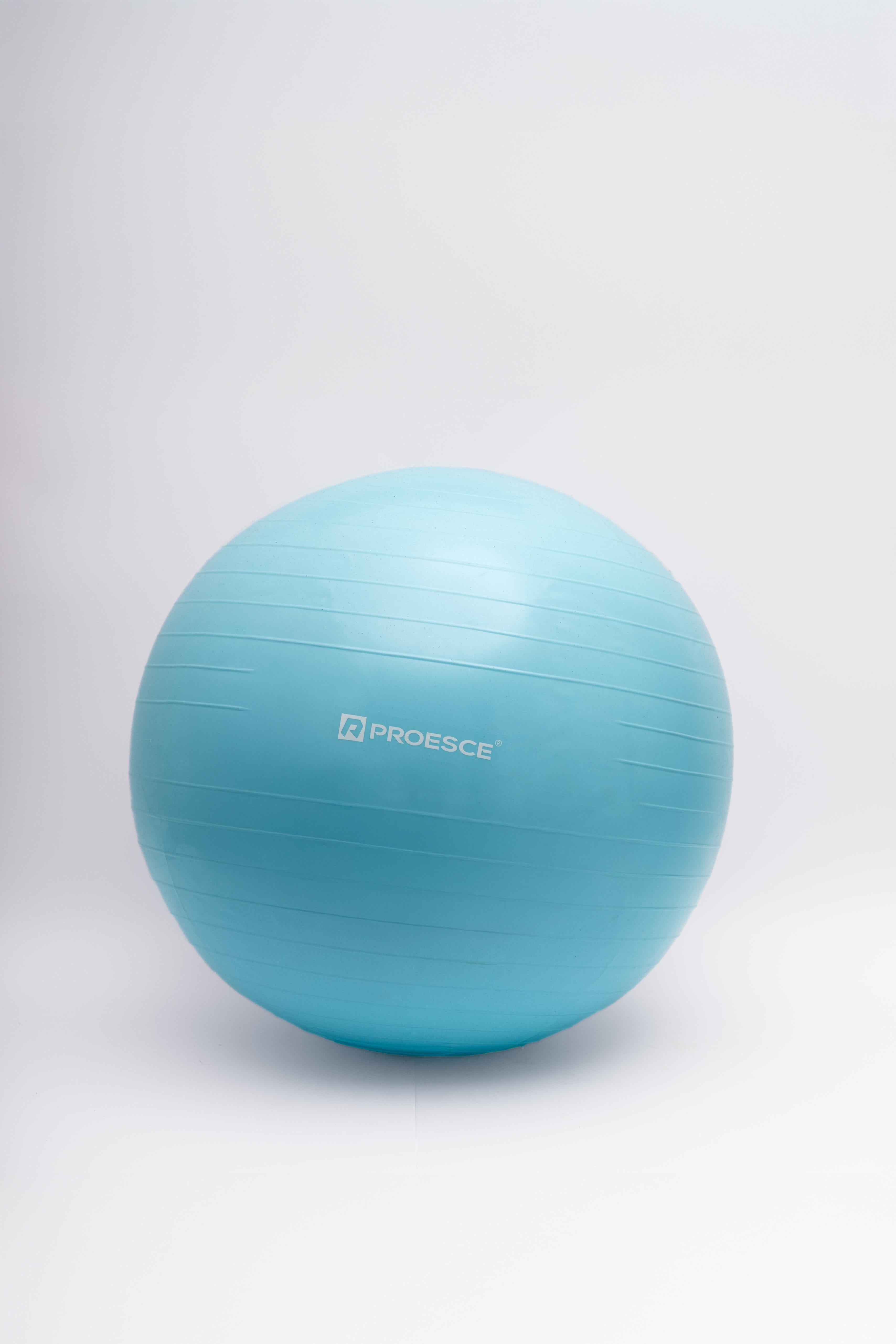 PELOTA DE YOGA INFLABLE EN PVC COLOR AZUL DE 65 CM DIAMETRO